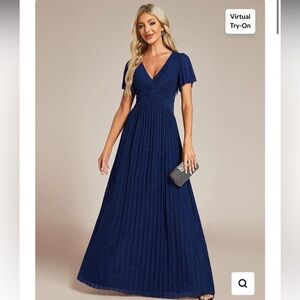 Ever Pretty V-Neck Glittery Short Sleeves Formal Evening Dress with Empire Waist